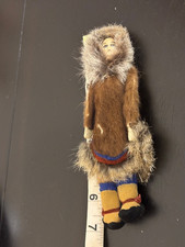 Vintage  Carved Reindeer Horn Doll Alaska Inupiat Shishmaref Eskimo Signed picture