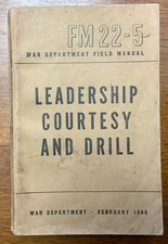 WWII 1946 Army Field War Department Handbook Leadership Courtesy & Drill picture