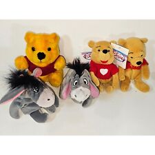 Lot of 5 Pooh and Eeyore Stuffed Plush Small DIsney Store Walt Disney World Tags picture