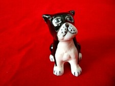 Cute Hand Painted Porcelain Dog - Black & White, Hagen Renaker ? Size 1.5 X 1.5