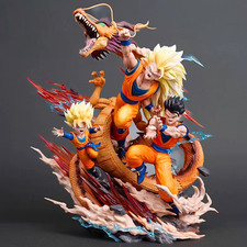 27cm Dragon Ball Goku & Gohan Super Saiyan 3 Shenron Figure Anime Statue picture