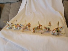 6 Vntg Lenox Porcelain Carousel Christmas Ornaments Bear,Tiger,Lion,Swan,Deer +1 picture