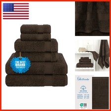 Cotton Paradise UHT Turkish 6 Piece Towel Set for Bathroom Soft Absorbent picture