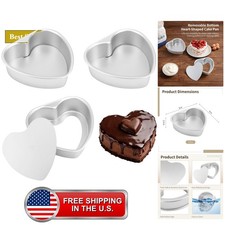 3 PCS Heart Shaped Cake Pans, 8 in Removable Bottom Aluminum Heart Cake Mold ... picture