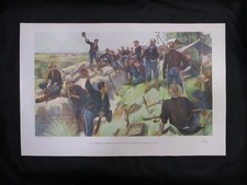 1898 Spanish American War Print - U.S. Soldiers In Trenches  Cheering Surrender picture