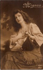 Vintage Postcard -Mignon Gypsy Peasant Girl Photo Amag European 1918 picture