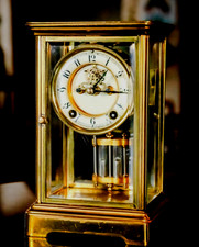 Antique 1900 New Haven Crystal Regulator Mantel Clock Open Escapement Works picture