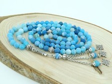 Blue Agate matting - dull gemstone 99 beads Islamic Prayer Beads Misbaha 125020 picture