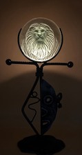 VINTAGE BRUTALIST STYLE-METAL & GLASS TEA LIGHT/CANDLE HOLDER. NEIMAN MARCUS? picture