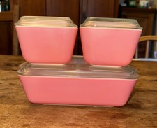 Vintage Pyrex Pink (1956-1958) Complete 8 Pc Refrigerator Dish Set with Lids picture