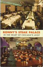 Vintage Chicago IL Postcard Ronny's Steak Palace Resturant Building Randolph St picture