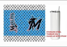 MARLINS - DOTS - Tumbler 20 oz Cup Mug Stainless Travel Straw Lid picture