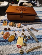 Vintage Estate Lot Dekalb Wooden Watch Box Aid Association Lutherans Pins Knife picture