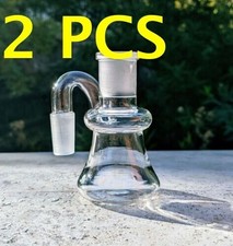 2PCS High Quality Glass 90° Mini Dry Ash Catchers 14mm Bubble Holder Hookahs picture