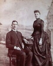 C.1880/90s Cabinet Card Reading PA New York Gallery Man & Woman Bustle Dress 2-5 picture