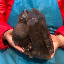 8.44LB Large Natural Black Smoky Quartz Crystal Cluster Raw Mineral Specimen picture
