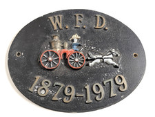 Vintage W.F.D. Fire Department 1879-1979 Centennial Plaque Wall Sign picture