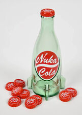 🚀 Official FALLOUT Nuka Cola Glass Bottle & 10 Bottle Caps NEW picture