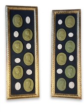 Grand Tour Classical Green & White Intaglio Panels With Giltwood Border - a Pair picture