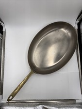 VTG 1801 Paul Revere Ware Copper Clad Oval Fish Skillet Fry Pan w Brass Handle picture