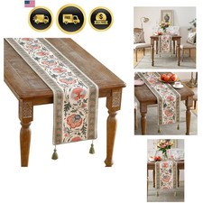 Vintage Linen Table Runner Floral Classic 87x12 Inches Home Decor picture