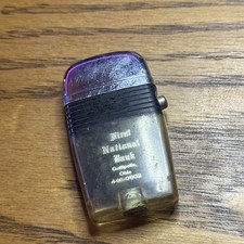 Collectible Vintage Black Band Scripto Vu Lighter 1st Nation Bank Gallipolis OH picture