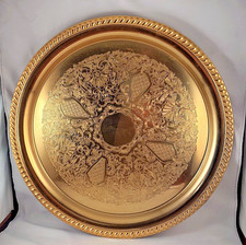 Fine Vintage 24K Gold Electroplated 14 Inch Round Serving Tray picture
