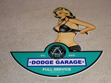 VINTAGE DODGE BROTHERS MOTOR VEHICLE SERVICE GARAGE π© WOMAN METAL GASOLINE SIGN picture