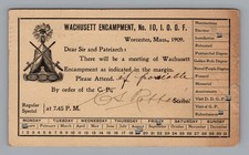 1910 Wachusett Encampment IOOF Odd Fellows Postal Card Worcester MA Mechanics picture