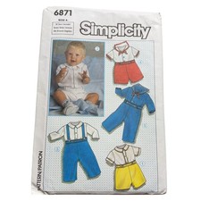 Simplicity Baby #6871 Sewing Pattern Size A (6m-2y) Vtg FF Uncut '85 picture