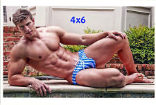 Young Male Bodybuilder Reclining N Speedo Muscles Hairy Legs Feet Gay 4x6 Photo picture