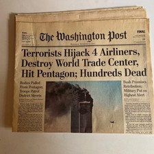 Washington Post 9/11 Issue September 12, 2001 Complete, Sections A,B,C,D,E & F.  picture