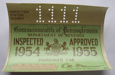 Vintage Original 1954 - 1955 PA Pennsylvania Inspection Sticker Old Antique Car picture