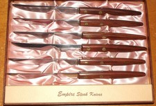 Vintage Empire Stainless Steel Wood Handle Steak Knife Set of Six picture