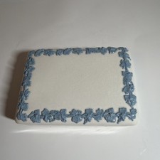 Pristine Wedgwood Etruria Barlaston Embossed Trinket Box Blue/White Queensware  picture
