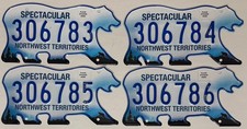 4 Sequential NORTHWEST TERRITORIES Polar Bear Canada License Plates NWT - NOS picture