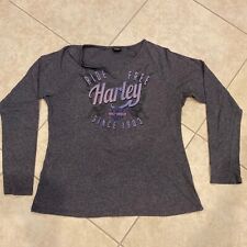 Harley Davidson Long Sleeve Split Neck Shirt Savannah Harley Ride Free Size L/XL picture