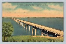 Durant, OK-Oklahoma, Franklin D. Roosevelt Memorial Bridge ,Linen c1947 Postcard picture