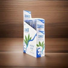 ZAGZ Rolling Paper Organic Wrap BLAZIN BLUE  Full Box 25 PACK Karma 50 Wraps NEW picture