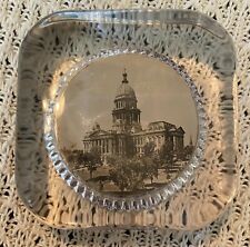 VTG Illinois State Capitol Building Glass Paperweight Paper Photo Springfield picture