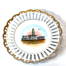 SPRINGFIELD - Court House - MA Massachusetts Antique Trinket Souvenir China Dish picture
