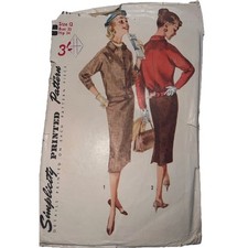 Vintage 1940s Simplicity 1719 Two Piece Skirt Suit Jacket Sewing Pattern 12 CUT picture