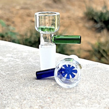 Snowflake Glass Bowl w/ Built in Glass Screen / Waterpipe Bowl 14mm Male / x2pcs picture