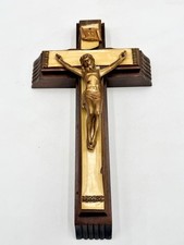 Vintage Jesus Wood Piece Crucifex Inri 2 Candles Holy Water Last Rites Crucifix picture