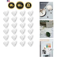 Silver Heart Fridge Magnets 24pcs Cute Love Decorative Magnets for Whiteboard picture