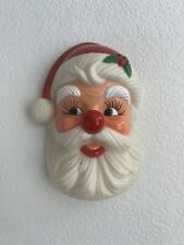 Vintage Jolly Santa Face Wall Hanging Plastic Christmas Decoration picture