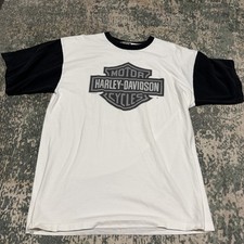 Vintage 2007 Harley Davidson Shirt XL White Black Colorblock Outer Banks NC Y2K picture