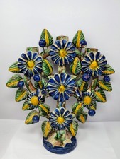 Mexican Folk Art Tree of Life Candelabra Metepec Pottery Birds Daisy 11