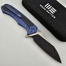 WE Knife Minitor Folder Blue Titanium Handles CF Inlays M390 Two Tone Blade 801A picture