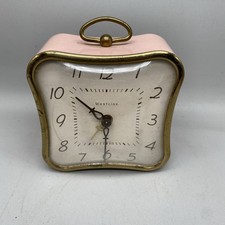 Vintage 1950's Wind Up Clock And Alarm Westclox La Sallita Pink picture